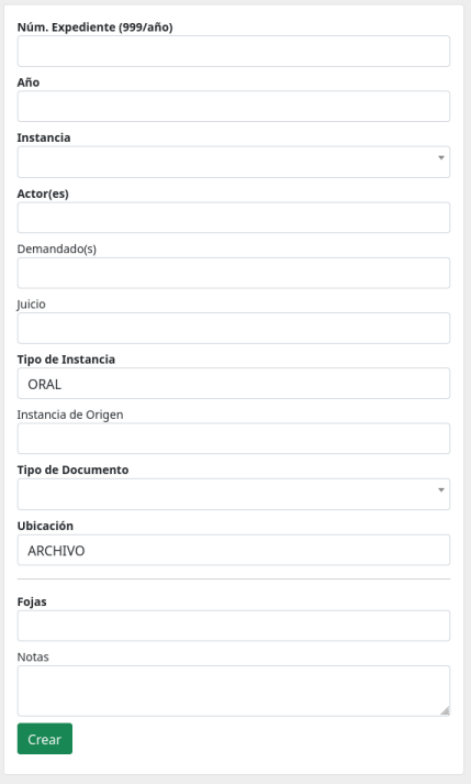 Formulario Búsqueda en Expediente Virtual