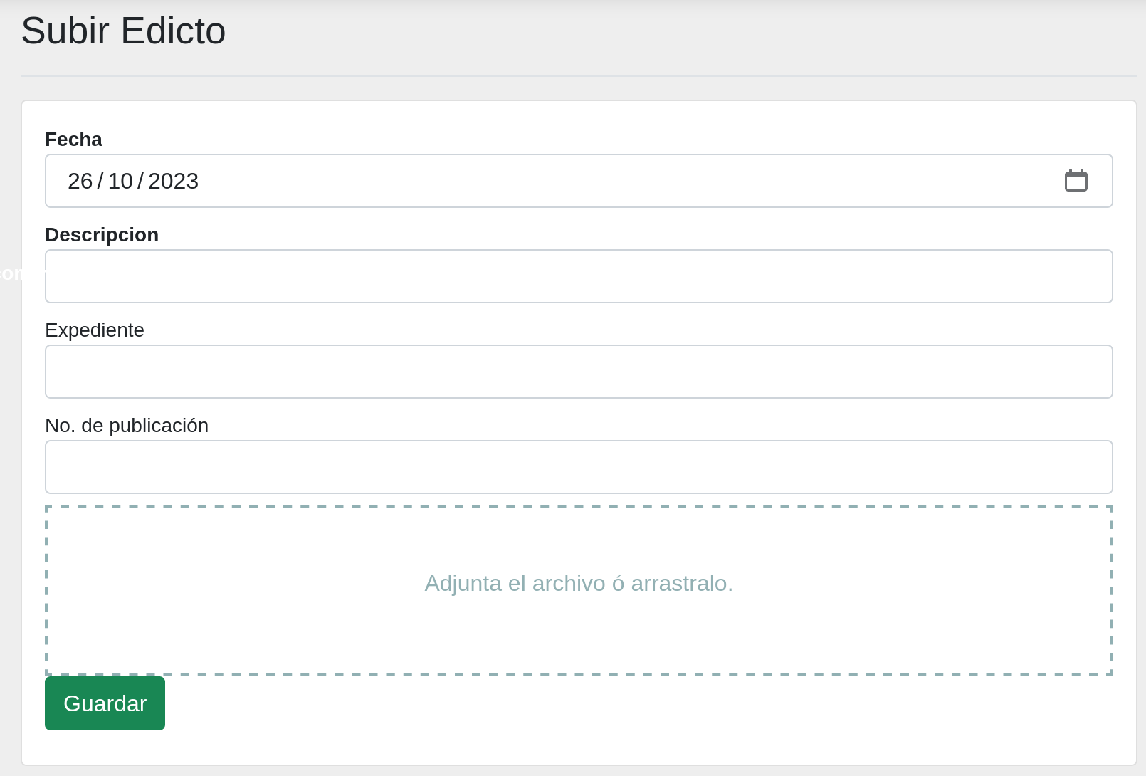 Formulario Subir edicto